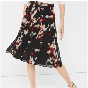 White House Black Market WHBM Printed Full Skirt 14